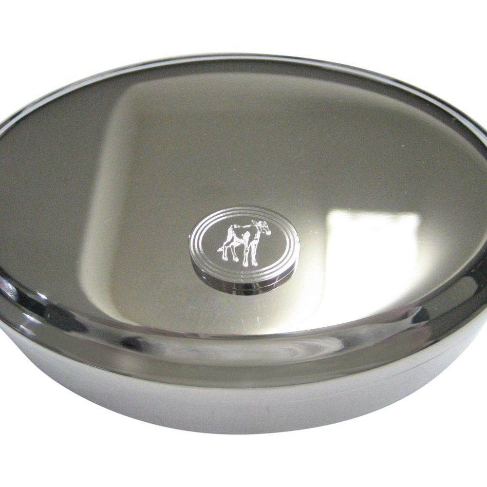 Etched Oval Cow Calf Oval Trinket Jewelry Box